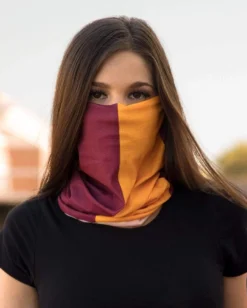 INTO THE AM Burgundy And Gold Seamless Mask Bandana