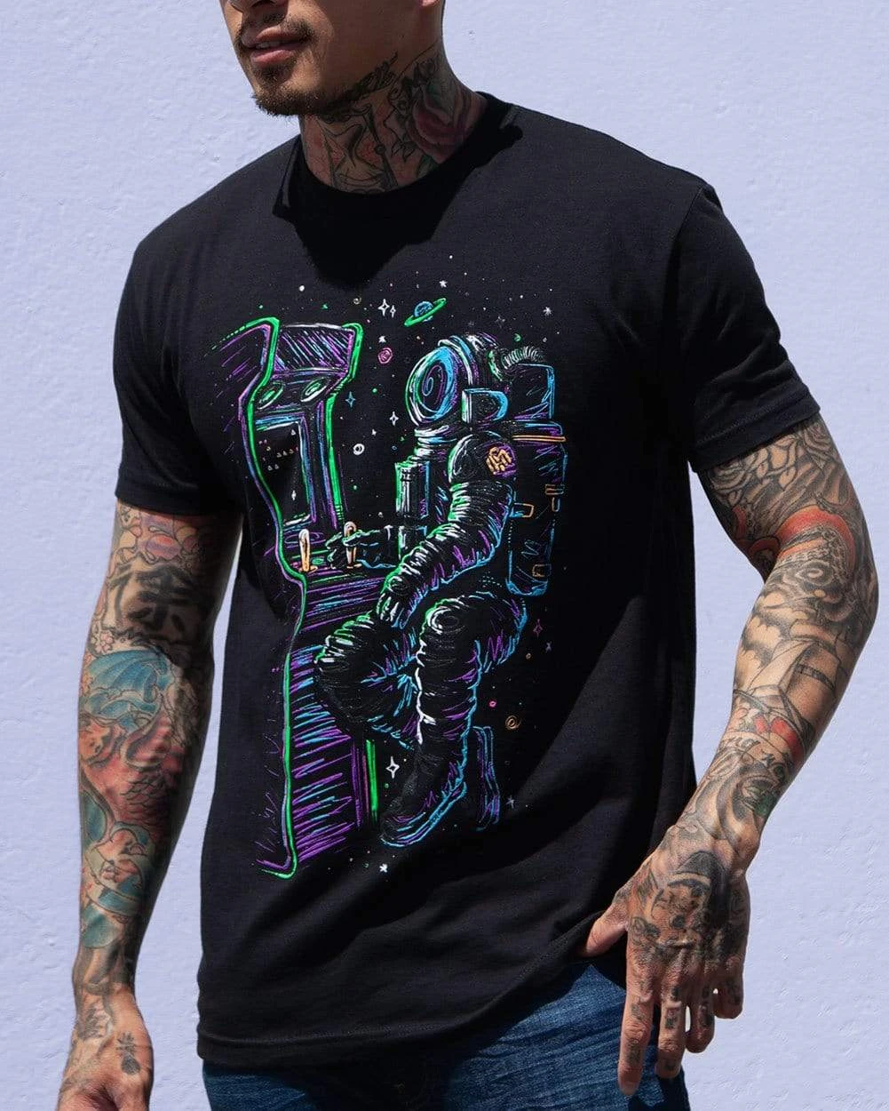 INTO THE AM Astro Arcade Glow-in-the-Dark Tee 4 INTO THE AM Astro Arcade Glow-in-the-Dark Tee